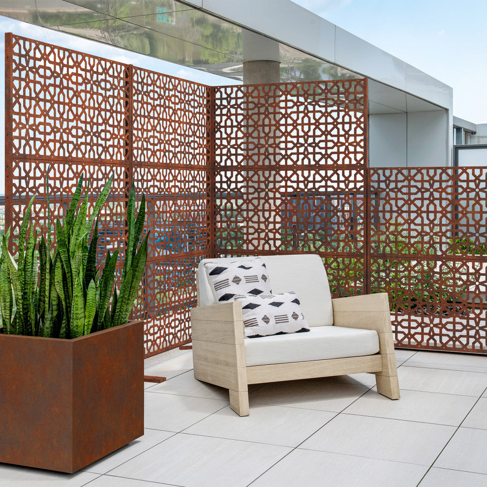 Alta Corten Steel Decorative Screen With Stand, Parilla