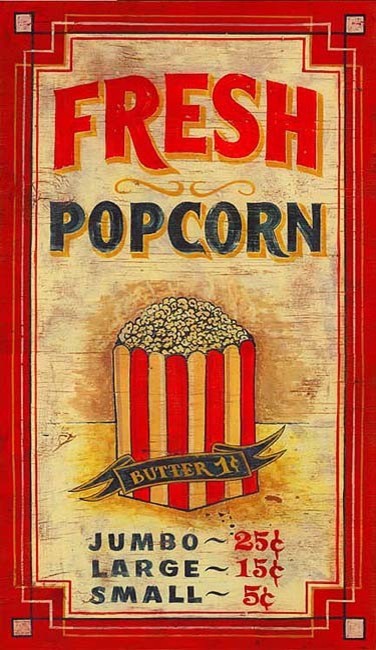 Vintage Signs Popcorn, 14x26