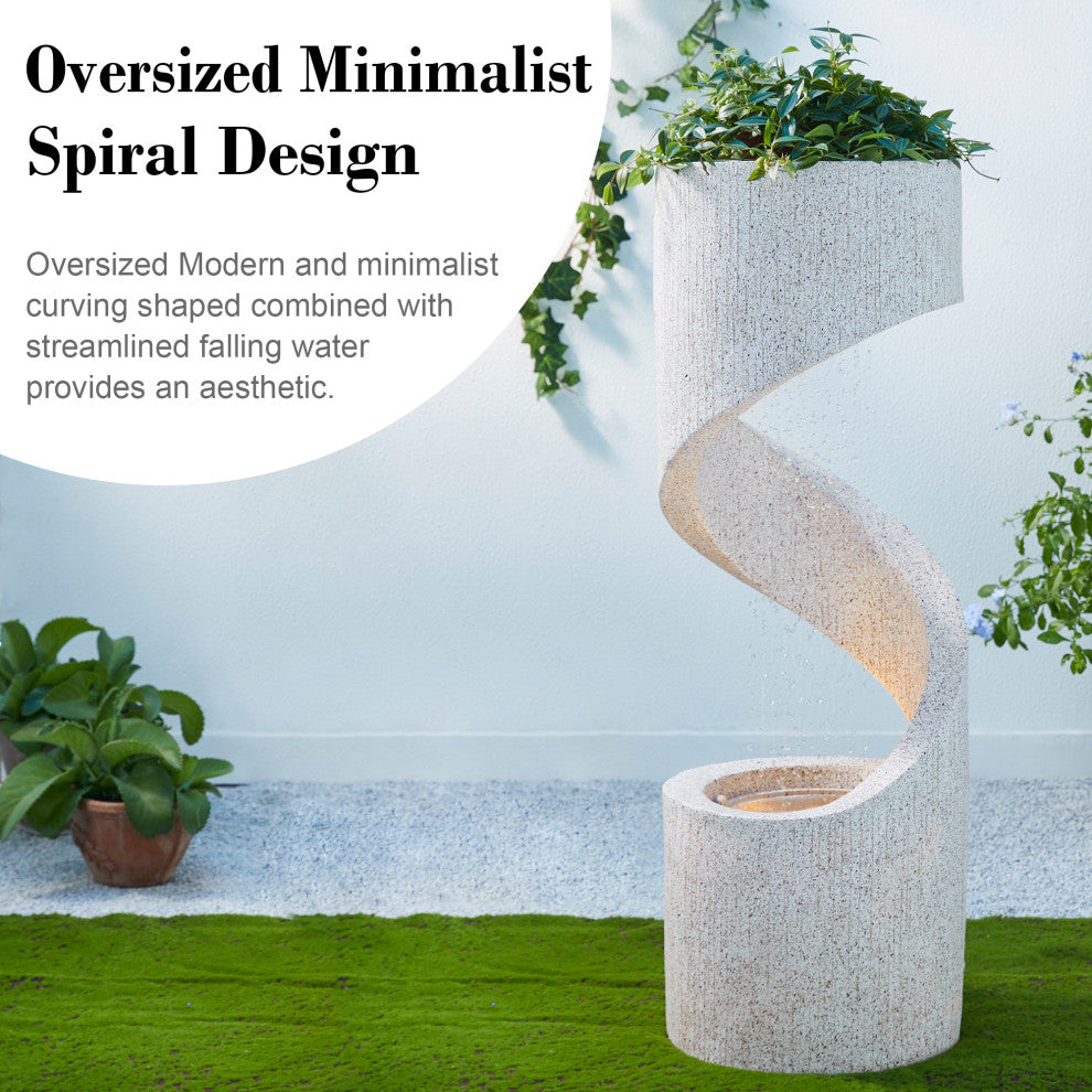 Faux Terrazzo Spiral Shaped Polyresin Fountain