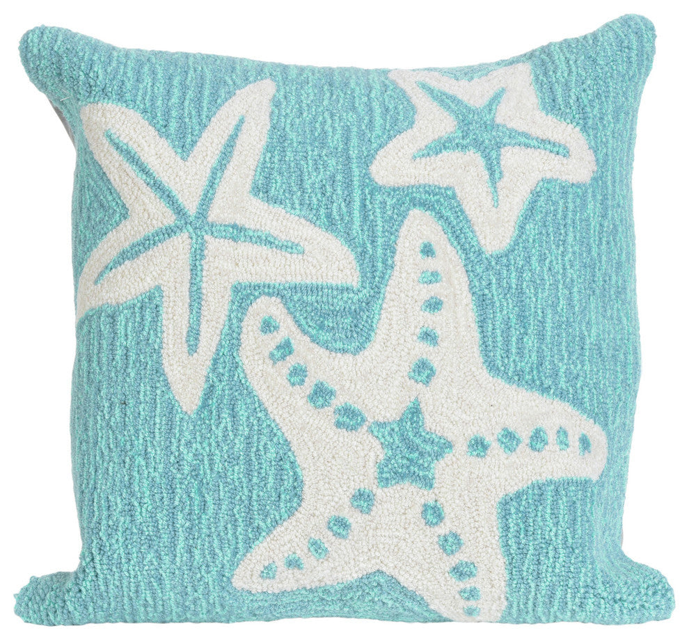 Frontporch Starfish Indoor/Outdoor Pillow 18" Square, Aqua