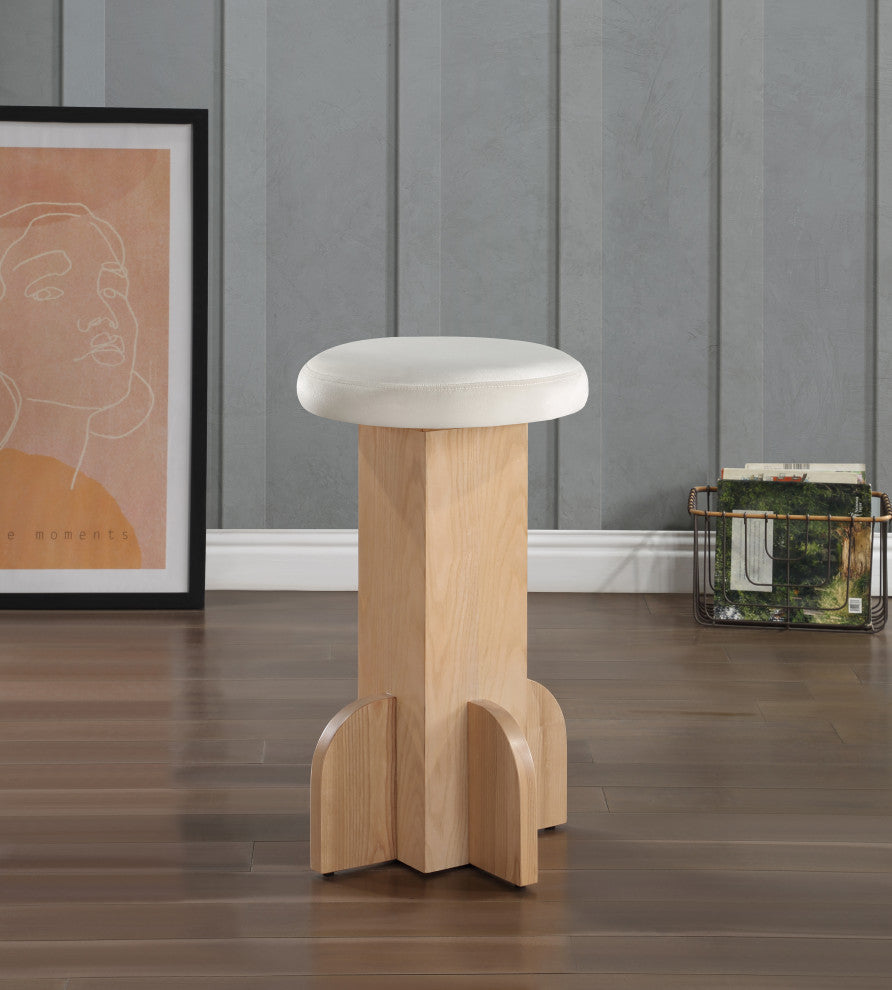 Wyatt Velvet Upholstered Stool, Cream