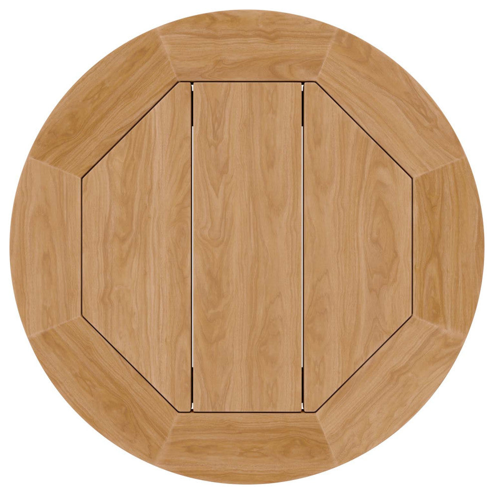 Lounge Chair Table Set, White Natural, Teak Wood, Modern, Outdoor Hospitality