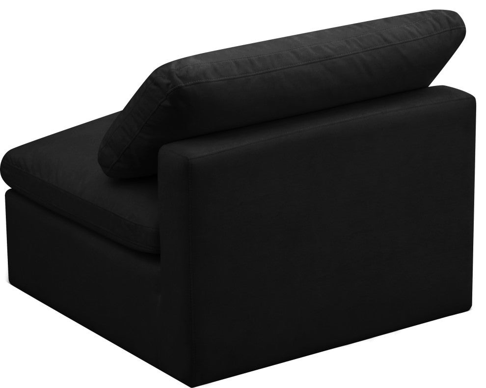 Plush Velvet / Down Standard Comfort Modular Chair, Black, Armless Chair