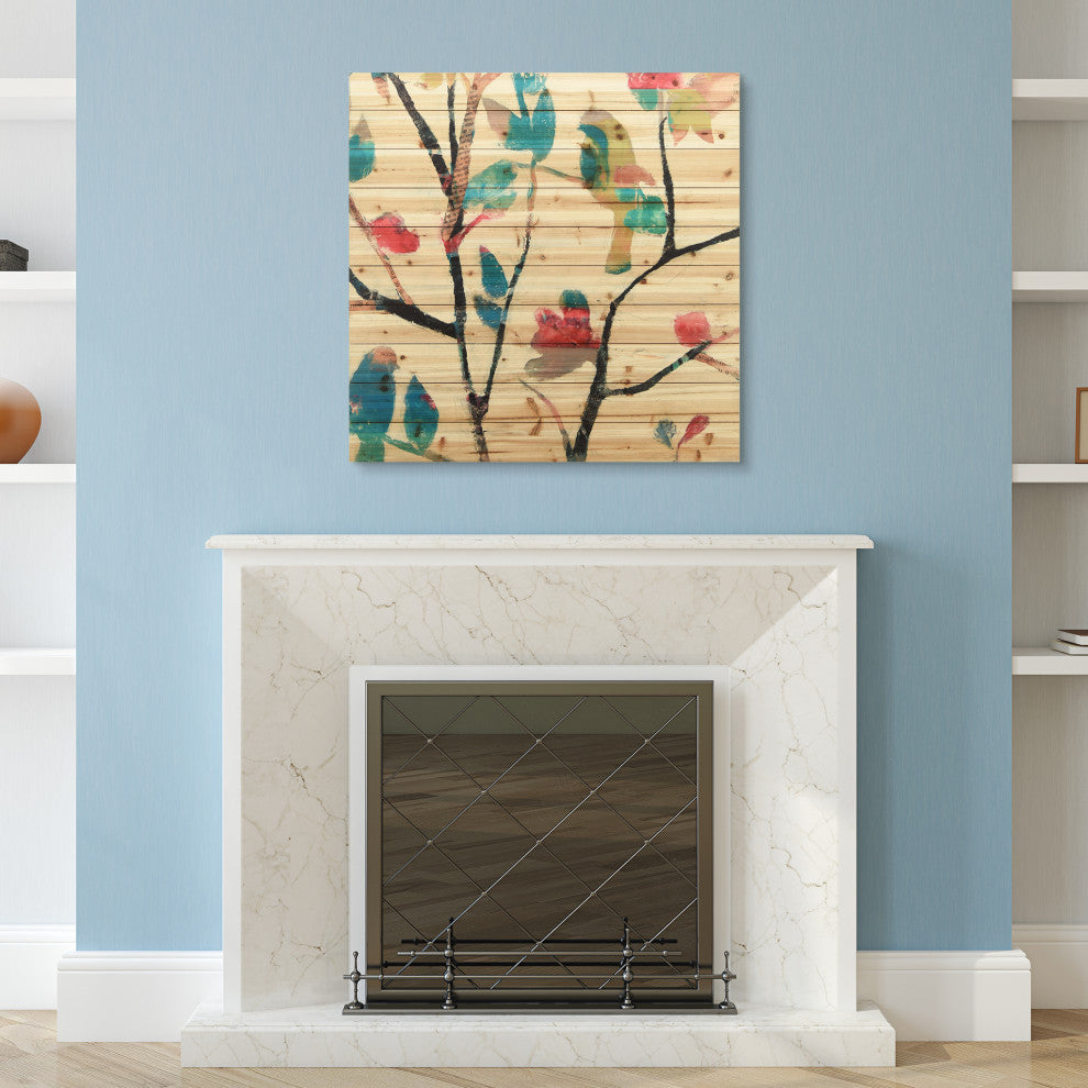"Woodland Story 2" Wall Art Printed On Solid Fir Wood Planks
