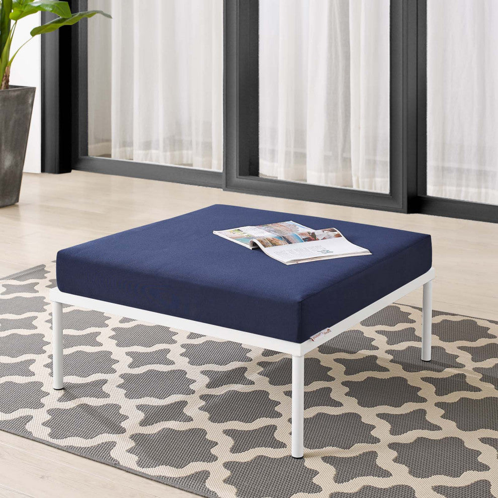 Lounge Chair Ottoman, Sunbrella, Aluminum, Metal, Blue Navy, Modern, Outdoor
