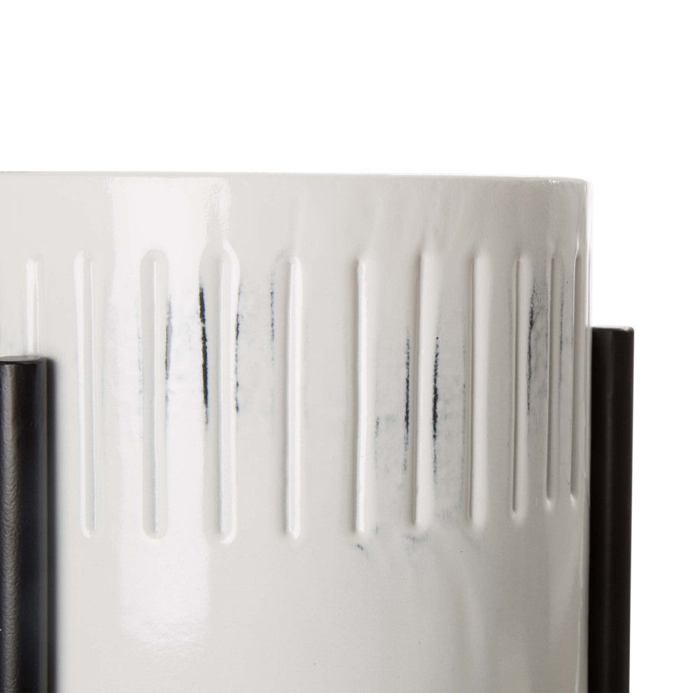 3-Piece Washed White Metal Plant Stand Set