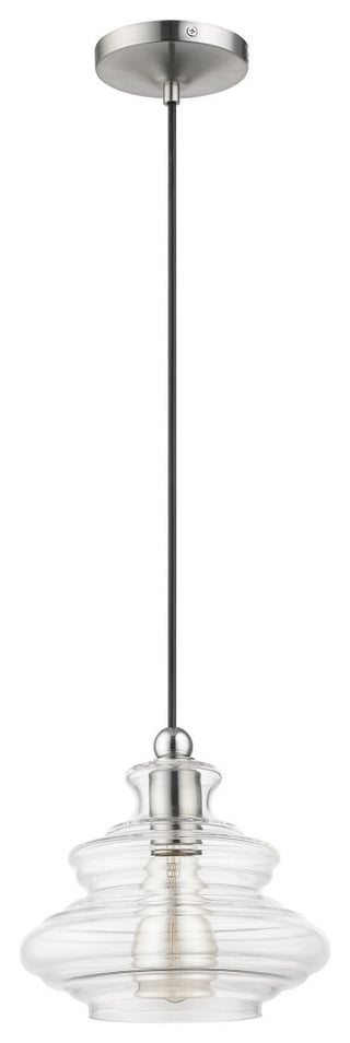 1 Light Brushed Nickel Pendant, Chrome Finish Accents