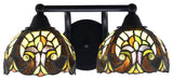 Paramount 2-Light Bath Bar, Matte Black, 7" Ivory Cypress Art Glass