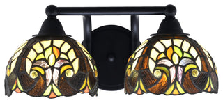 Paramount 2-Light Bath Bar, Matte Black, 7" Ivory Cypress Art Glass