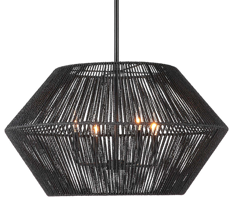 Uttermost Suva 4 Light Black Rope Pendant