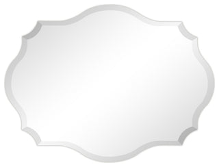 Frameless Beveled Oblong Scalloped Wall Mirror, 1"-Beveled Edge, 24"x32"