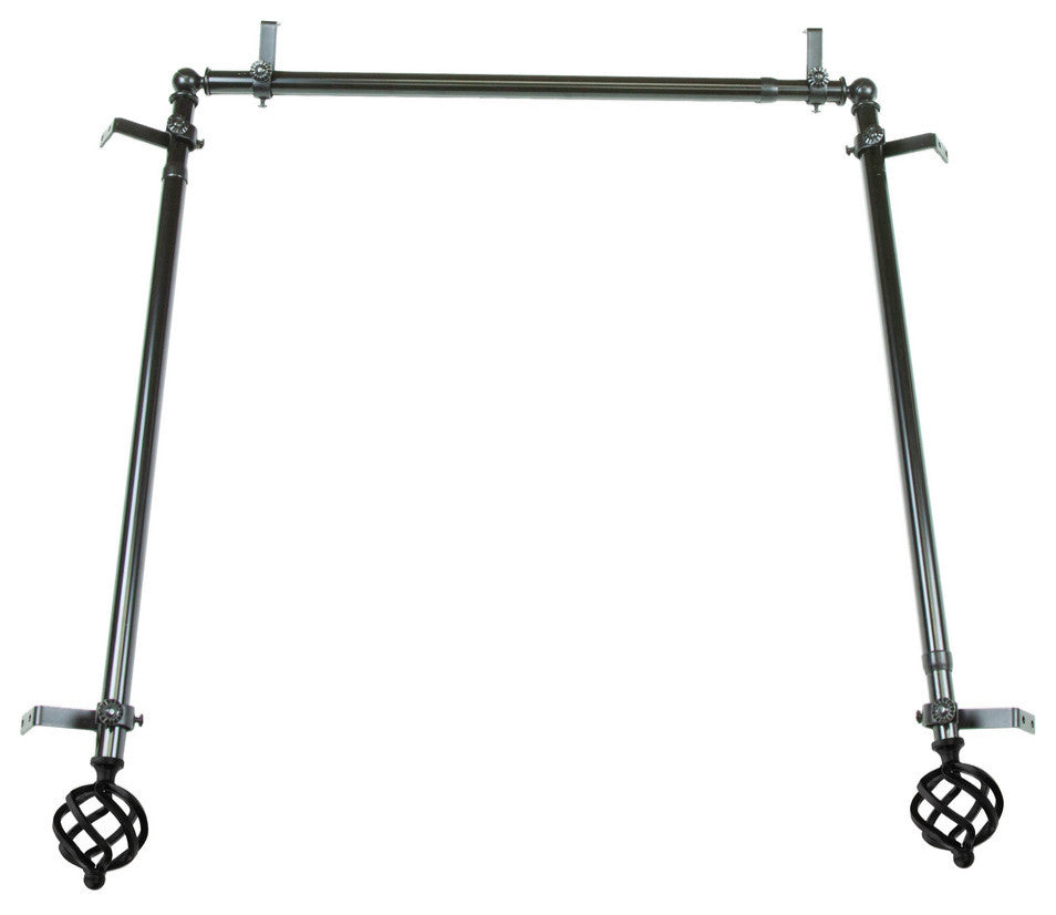 Walter Multi Angle Ceiling Rod 48-84 inch, Black, Three Sided