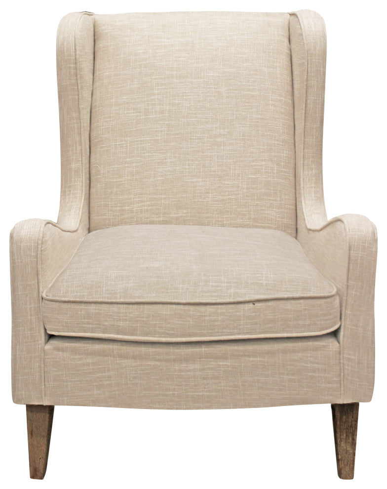Boulter Lounge Chair with Solid Wooden Legs in Natural Linen Fabric