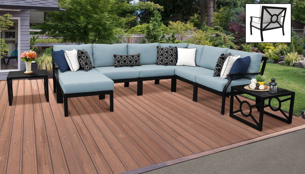 kathy ireland Madison Ave. 9 Piece Aluminum Patio Furniture Set 09b, Tranquil