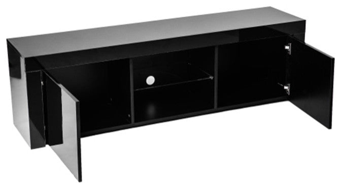 Black morden TV Stand with LED Lights high glossy front TV Cabinet