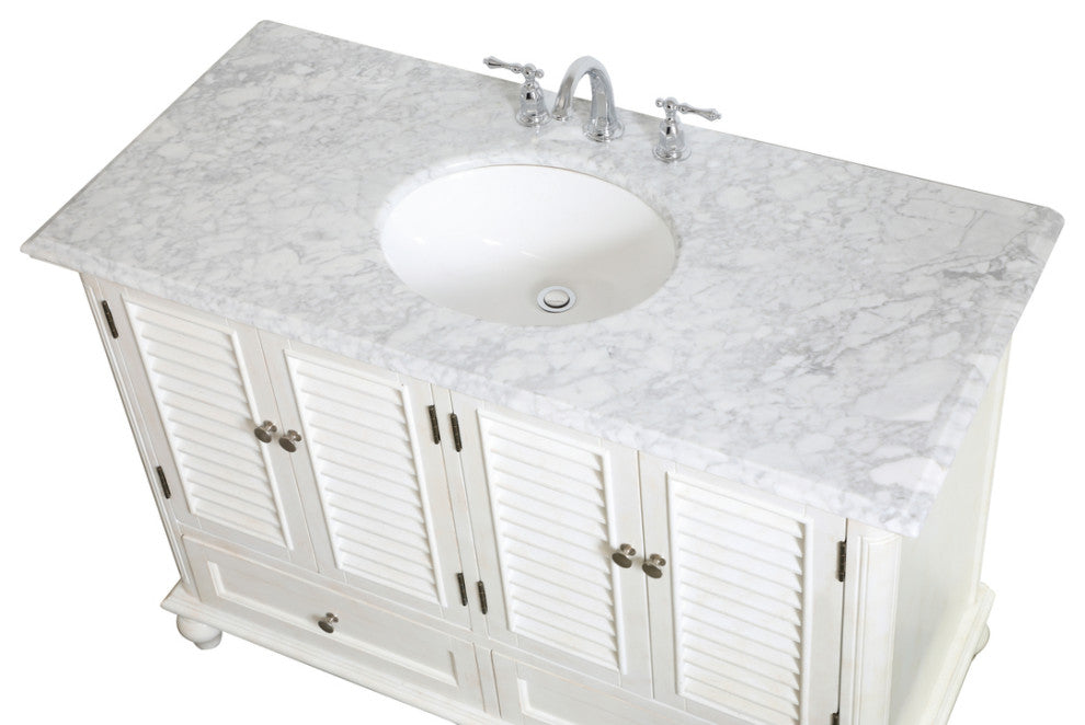 Home Living Single Bathroom Vanity, Antique White, 48"