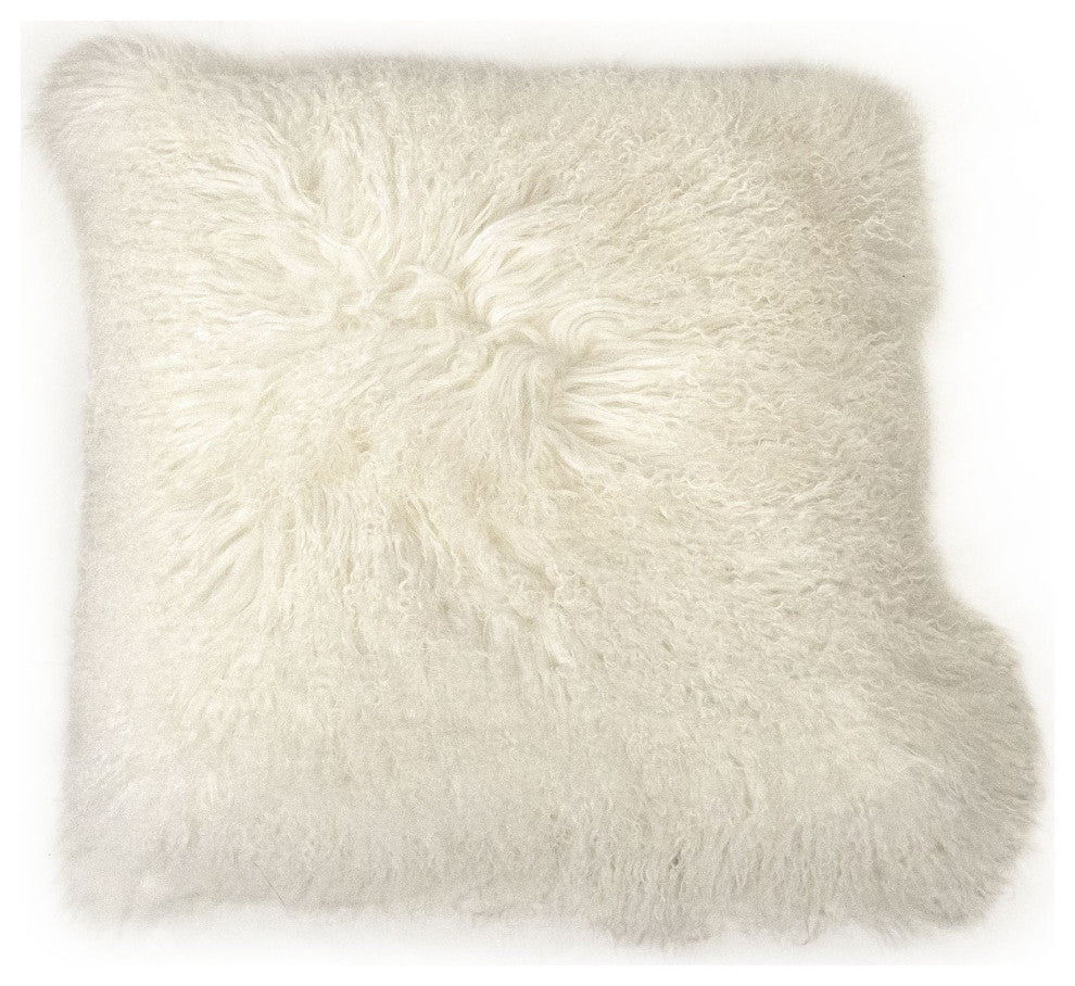 Tibetan White Lamb Fur Pouf