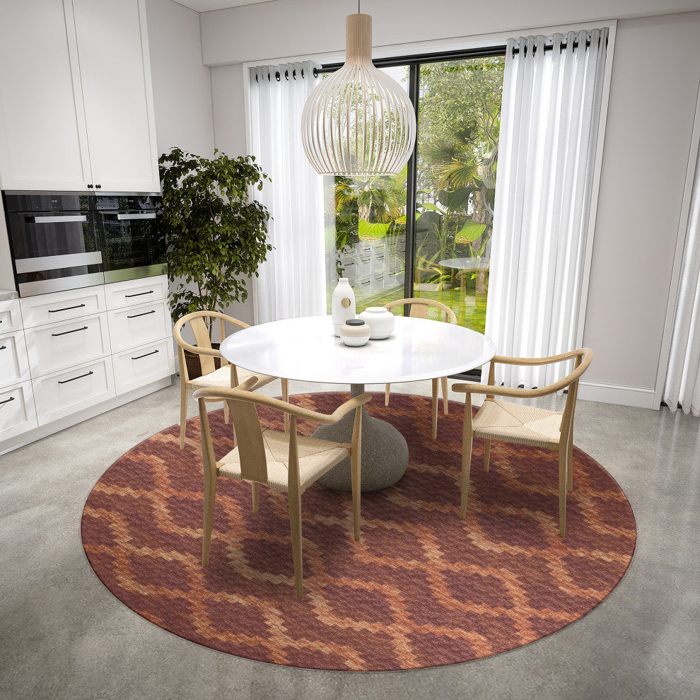 Indoor/Outdoor Sedona SN9 Spice Machine Washable 6' x 6' Round Rug