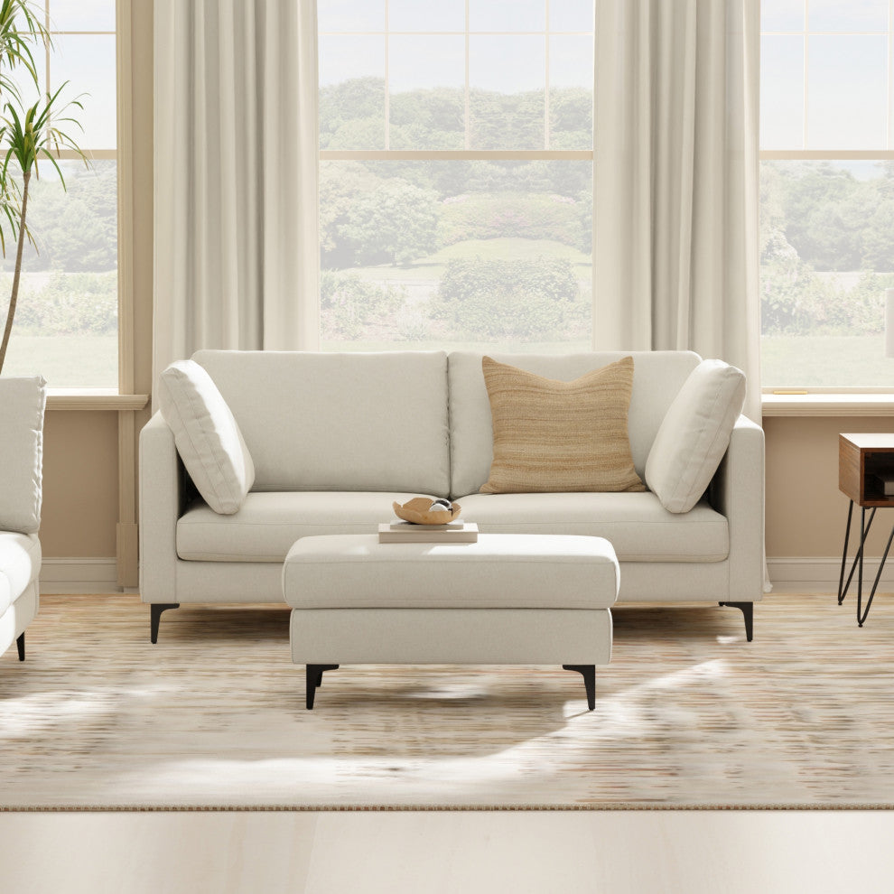 Ava 76-inch Sofa and Ottoman Set in Tightly Woven Performance Fabric