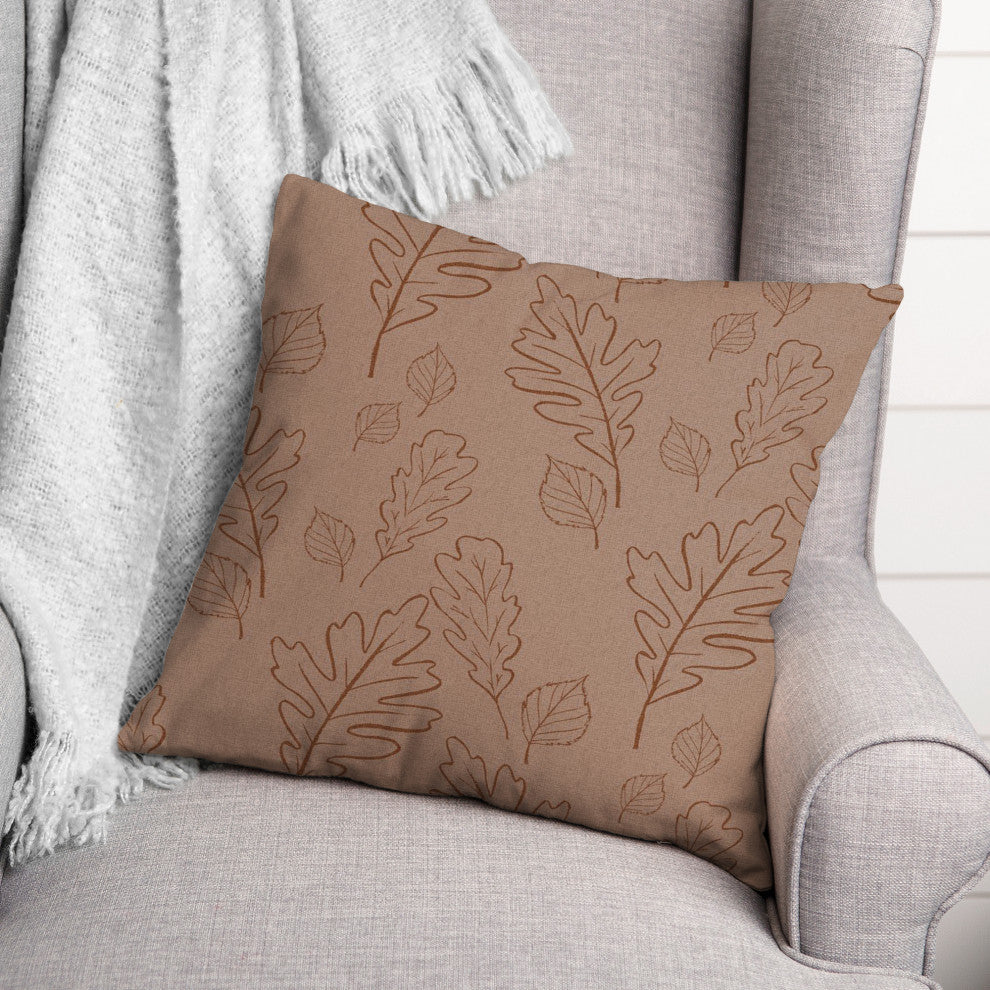 Dusty Rose Large Leaf Pattern 18x18 Spun Poly Pillow