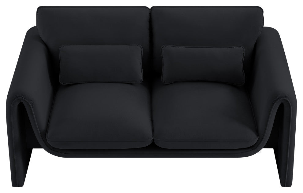 Sloan Black Velvet Fabric Loveseat