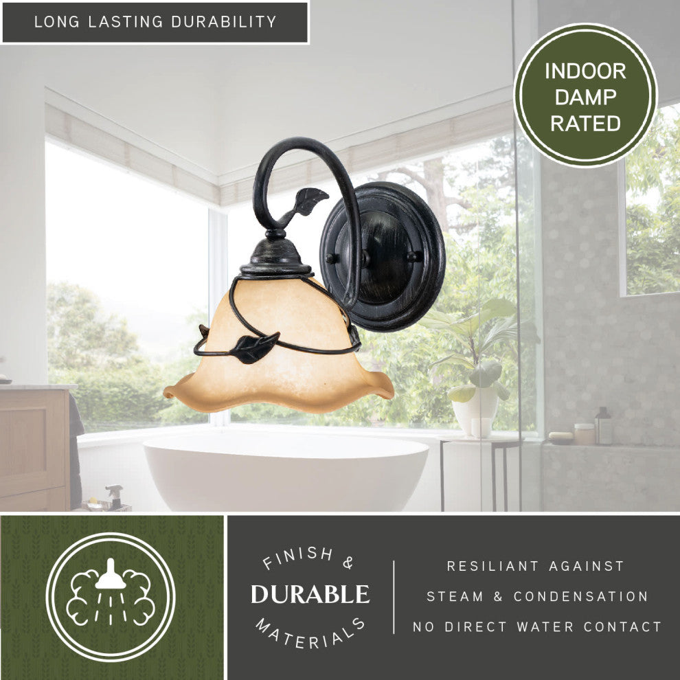 Vaxcel Vine 1-Light Wall Light Oil Shale With Amber Flake Glass