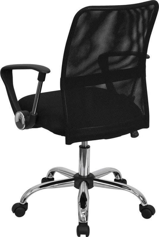 Mid-Back Black Mesh Swivel Task Chair with Chrome Base