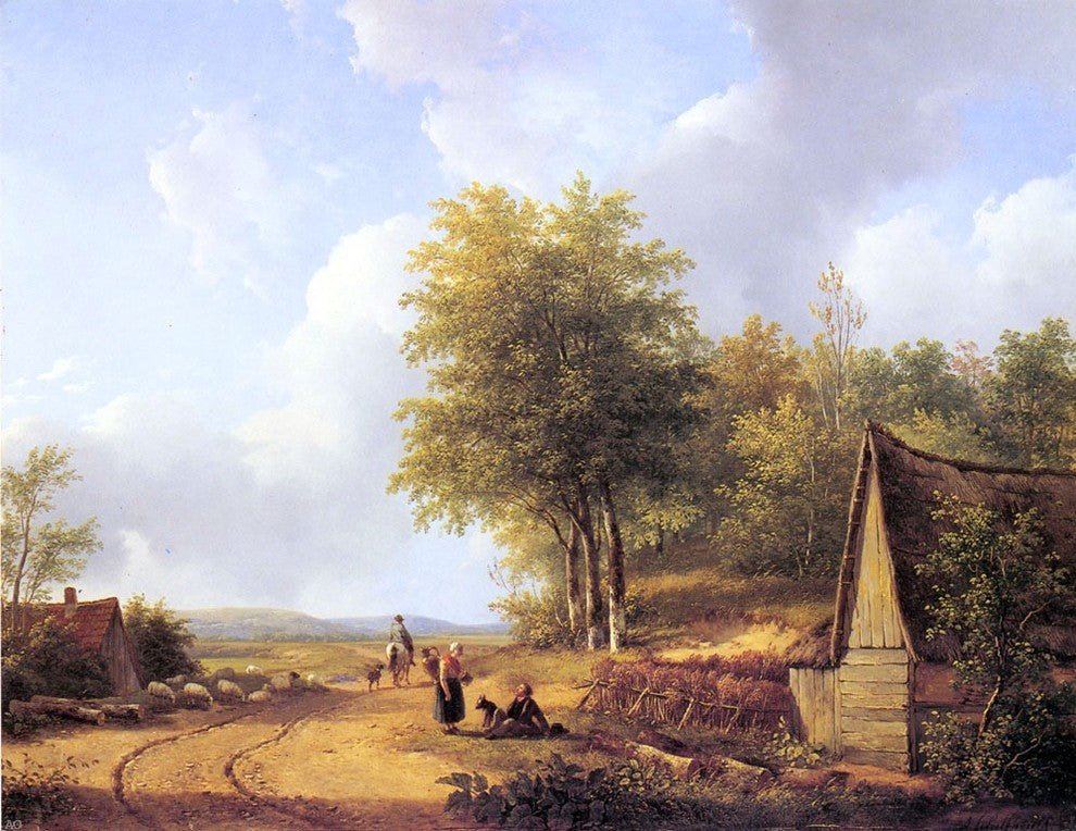Andreas Schelfhout The Country Road, 21"x28" Wall Decal Print