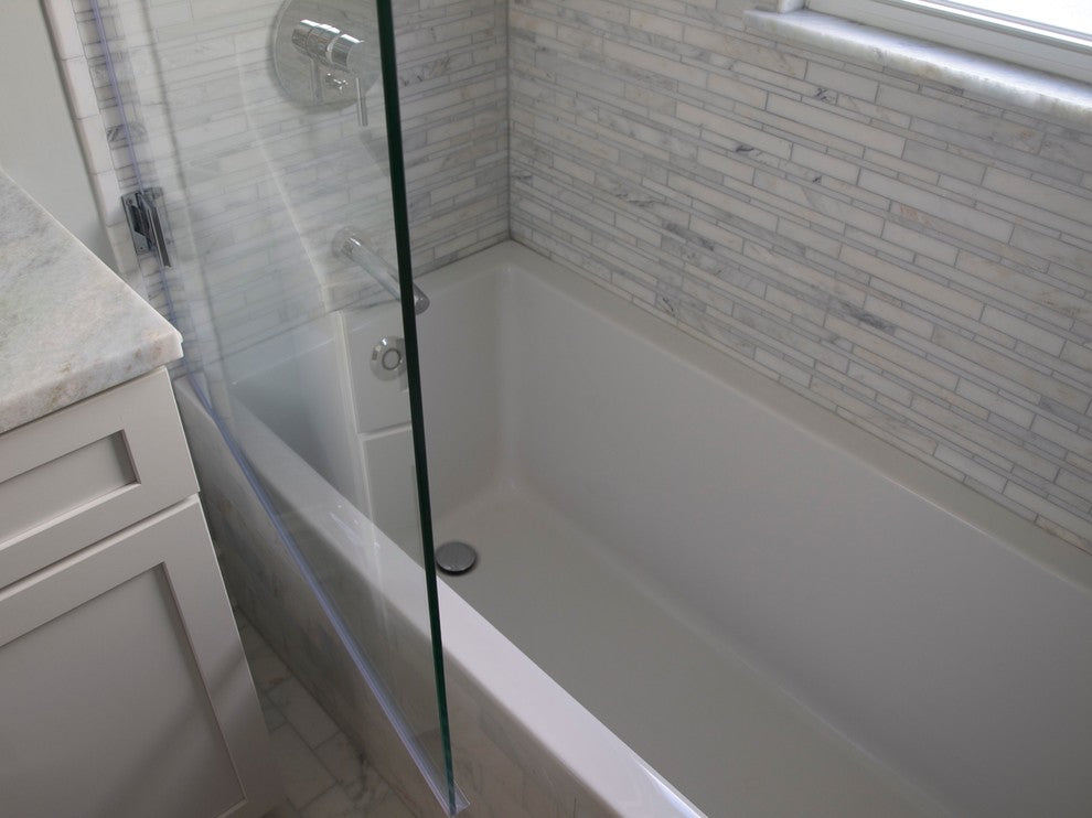 Frameless Tub Shower Door 60"x30" Low Iron, Brushed Stainless Steel Hinge, Squar