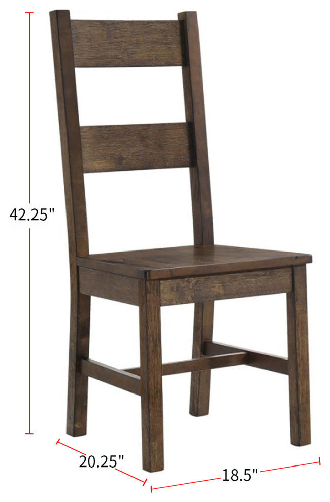 Set of 2 Wood Dining Chairs, Rustic Golden Brown