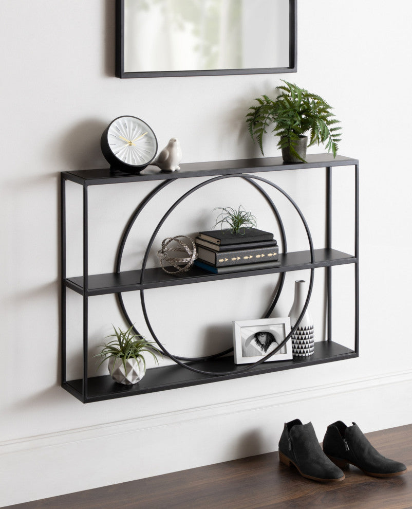 Geometric Pirzada Wall Shelf, Black 36x24
