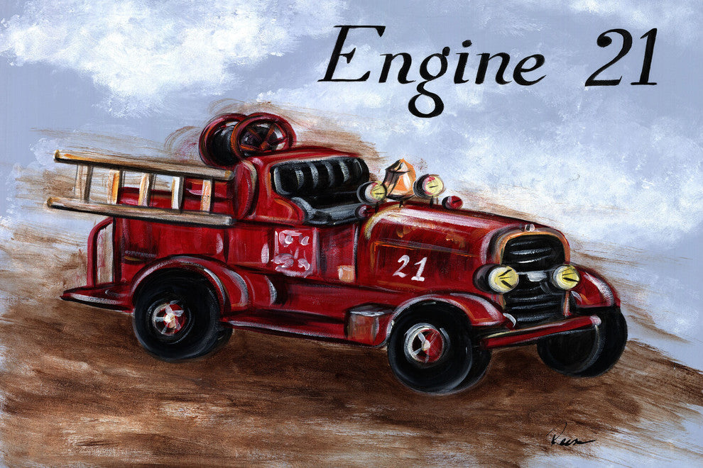 Marmont Hill, "Fire Engine" by Reesa Qualia Painting on Wrapped Canvas, 60x40