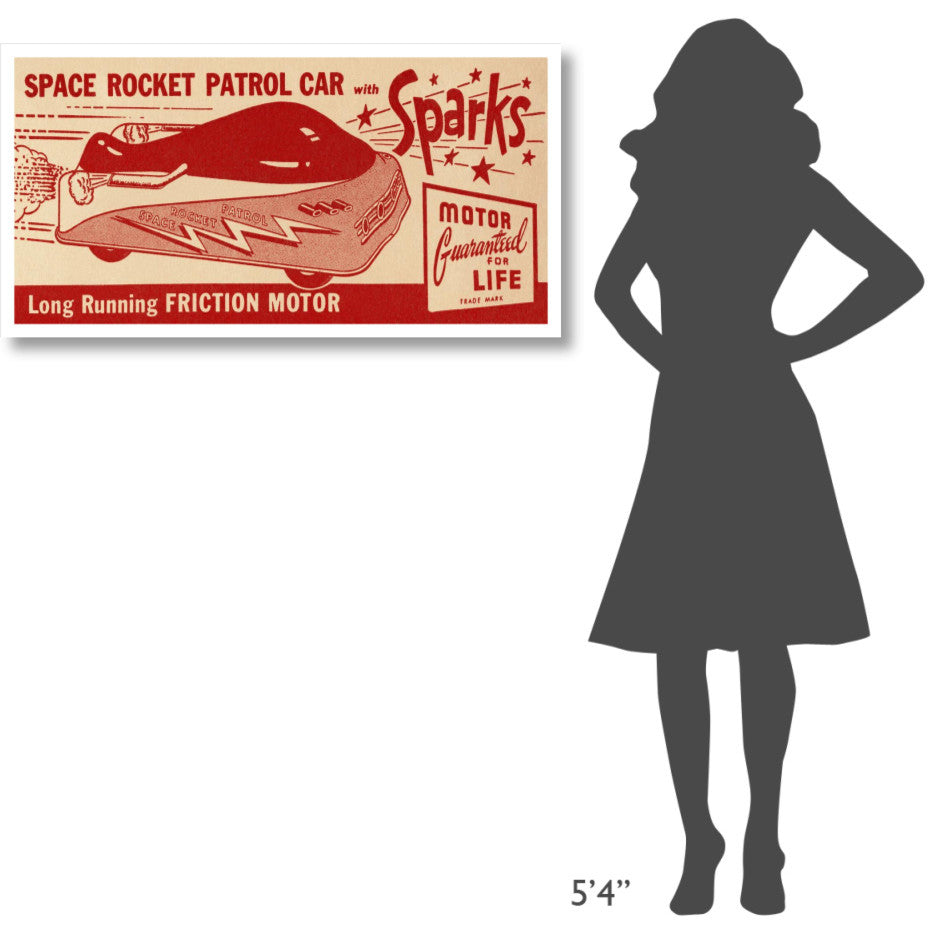 "Space Rocket Patrol Car" Digital Paper Print by Retrotrans, 42"x22"