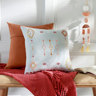 Surya Zina Pale Blue Pillow Shell With Down Insert 22"H X 22"W