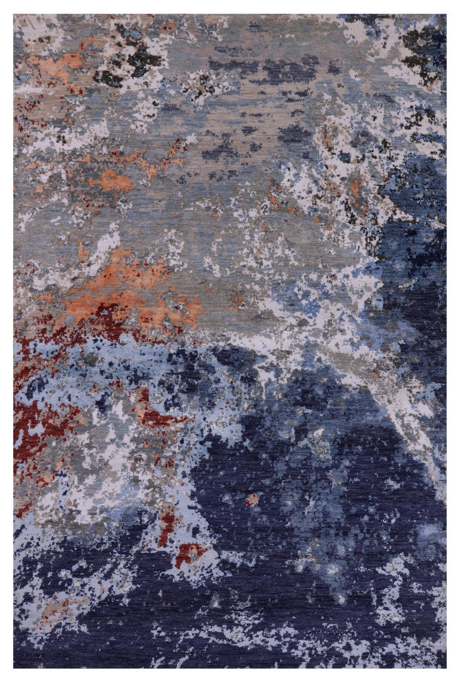 6' 1" X 9' 3" Handmade Modern Wool and Silk Rug Q8887