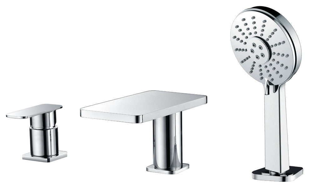 ALFI brand Polished Chrome Deck Mounted Tub Filler with Hand Held Showerhead