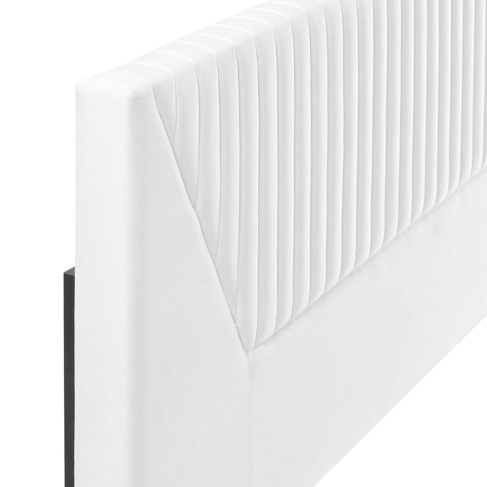 Patience Channel Tufted Performance Velvet Twin Headboard, White