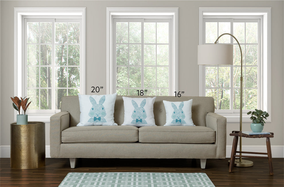 Monochrome Bunny Easter Indoor/Outdoor Throw Pillow, Explorer Blue, 20x20"