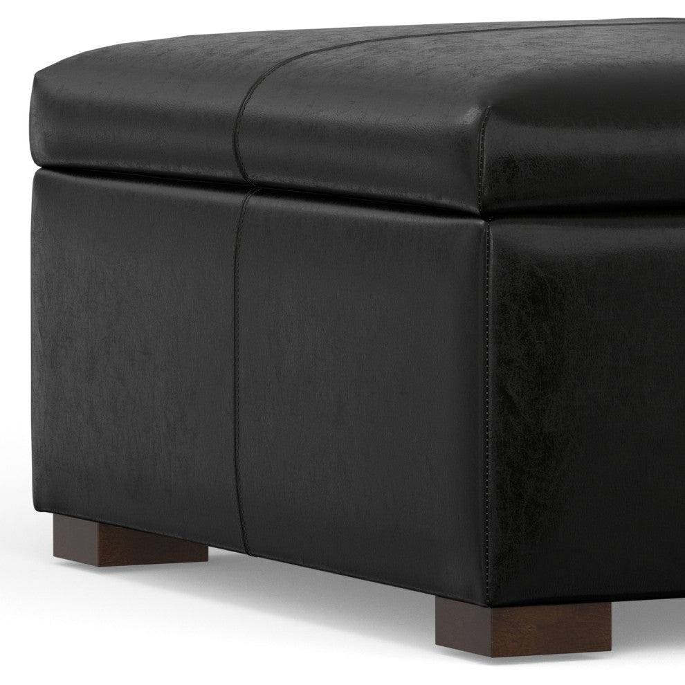 Gabbie Square Coffee Table Storage Ottoman, Midnight Black