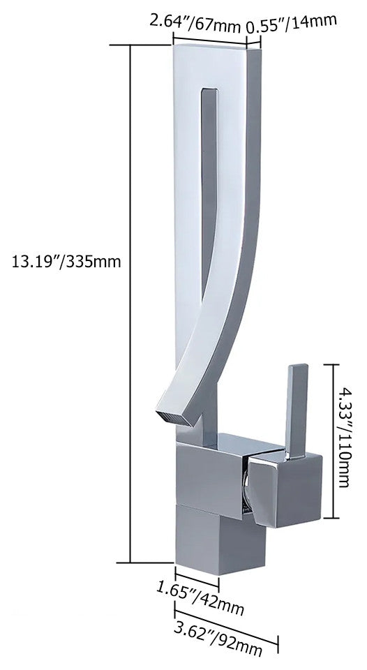 Single Handle Single Hole Bathroom Sink Faucet with Waterfall Spout, Chrome