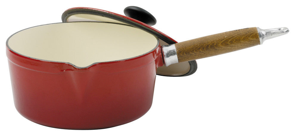 Chasseur 1.3-Quart Red French Enameled Cast Iron Saucepan