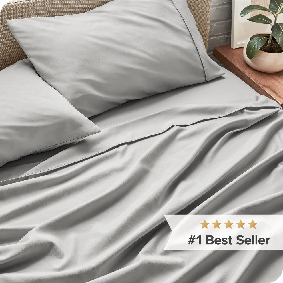 Bare Home 1800 Microfiber Sheet Set, Light Gray, King