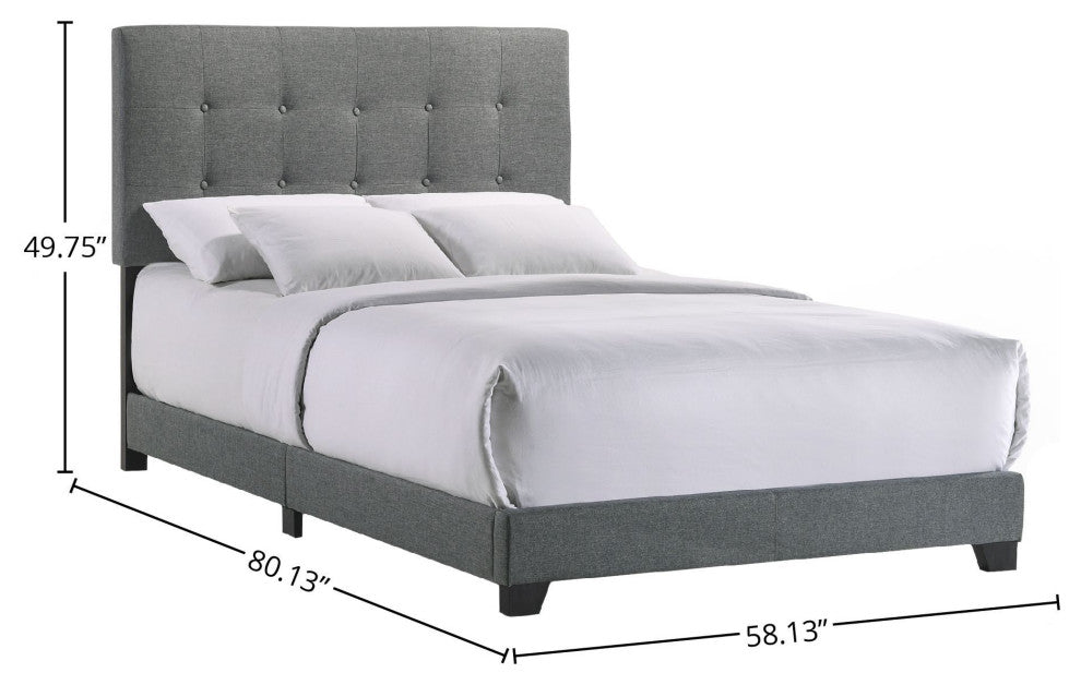 Kent Addyson Upholstered Platform Bed, Gray, Full
