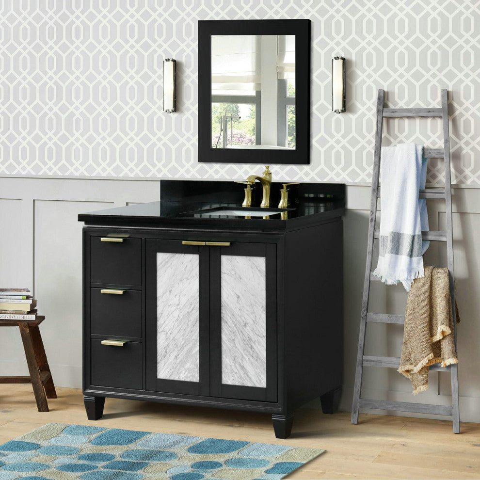 43" Single Vanity, Dark Gray Finish With Black Galaxy