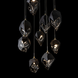 Chrysalis 9-Light Mixed Crystal Pendant Modern Brass Finish- Long, Black Crystal