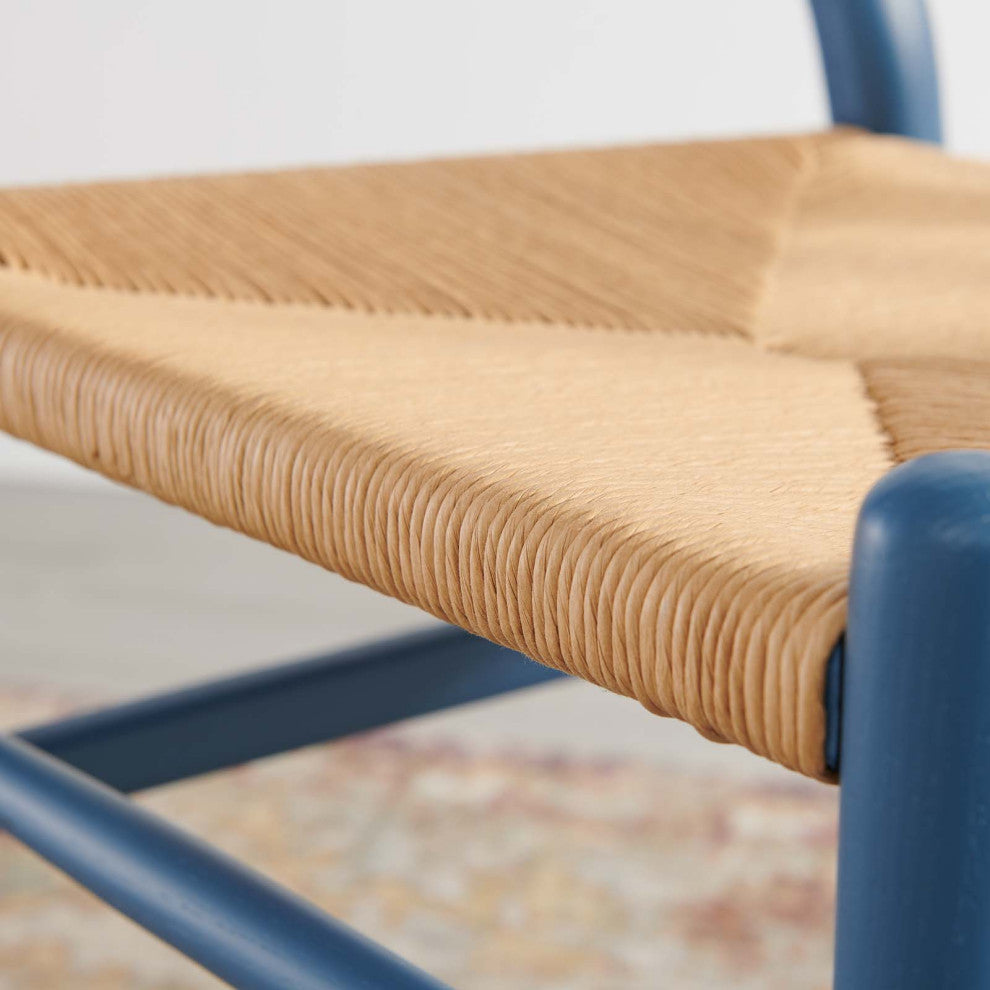 Side Dining Chair, Wood, Blue, Modern, Cafe Bistro Restaurant Hospitality