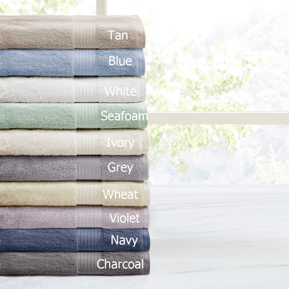 Madison Park Organic All-Natural 6-Piece Bathroom Towel Set, Blue
