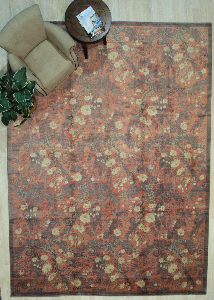 Red Transitional All Over Turkish Knot Area Rug