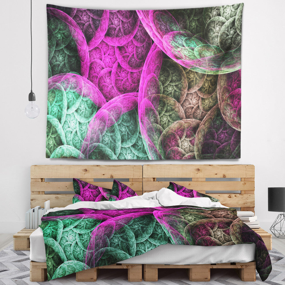 Pink Green Dramatic Clouds Abstract Wall Tapestry, 39"x32"