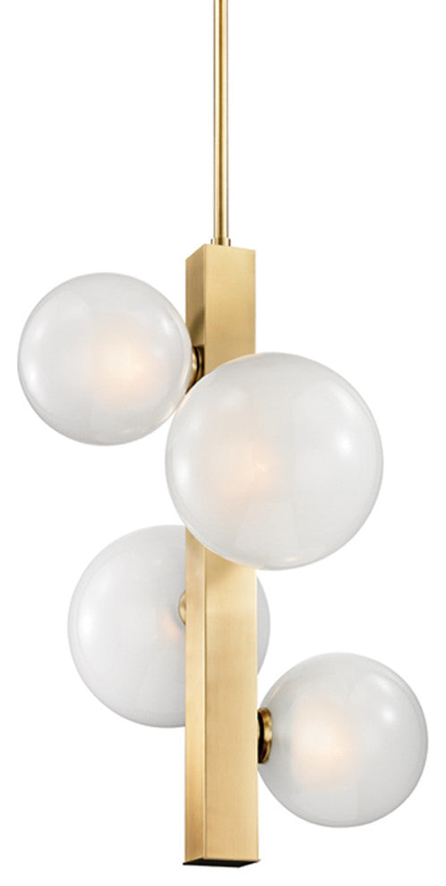 Hinsdale 4-Light Pendant, Aged Brass